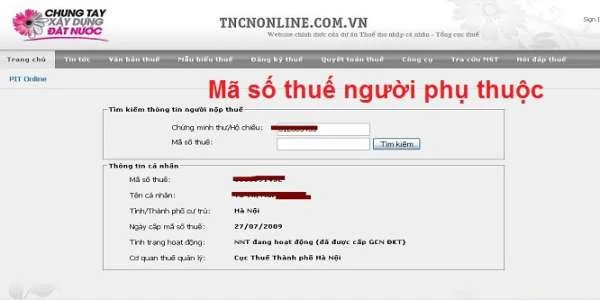 Người phụ thuộc tự động được đăng ký mã số thuế khi người nộp thuế đăng ký giảm trừ gia cảnh