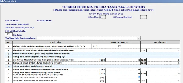 Từng bước hướng dẫn cách lập Tờ khai thuế GTGT mẫu 01/GTGT