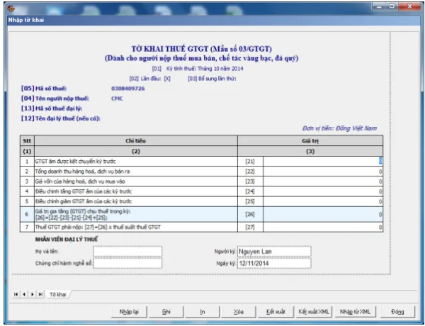 Hướng dẫn lập mẫu 03/GTGT theo phần mềm HTKK mới nhất