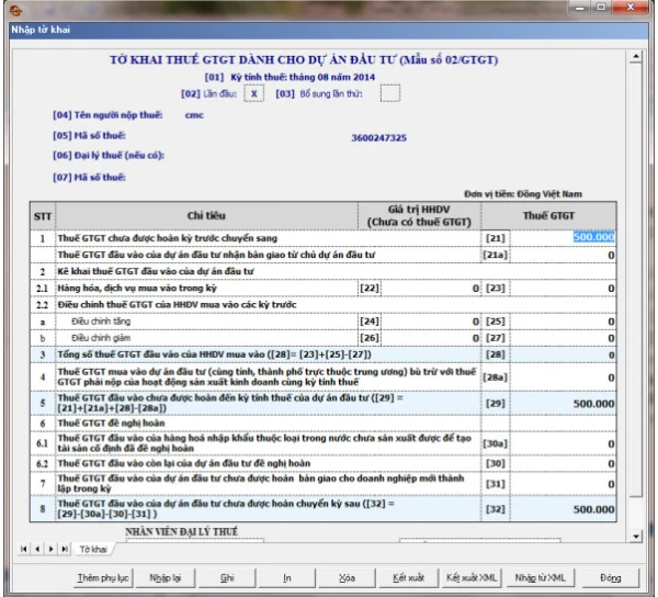 Hướng dẫn lập mẫu 02/GTGT theo phần mềm HTKK mới nhất