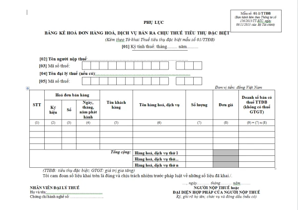 Mẫu 01-1/TTĐB Ban hành theo Thông tư 156/2013/TT-BTC