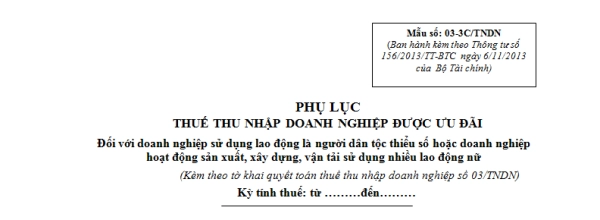 Mẫu 03-3C/TNDN Ban hành theo Thông tư 156/2013/TT-BTC