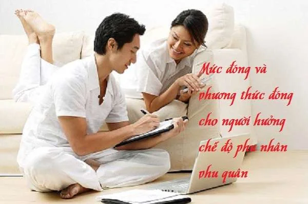 Mức đóng và phương thức đóng của người hưởng chế độ phu nhân, phu quân