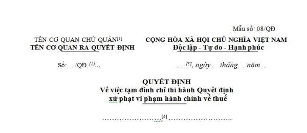 Quyết định tạm đình chỉ xử phạt vi phạm hành chính