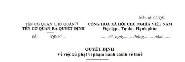 Quyết định về việc xử phạt vi phạm hành chính về thuế