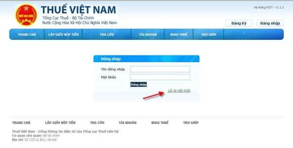 Hướng dẫn lấy lại mật khẩu nộp thuế điện tử