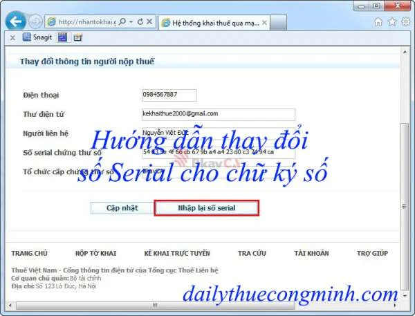 Hướng dẫn thay đổi số Serial cho chữ ký số