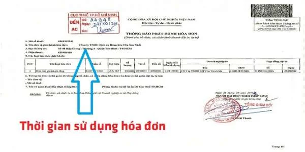 Thời gian sử dụng hóa đơn sau khi phát hành