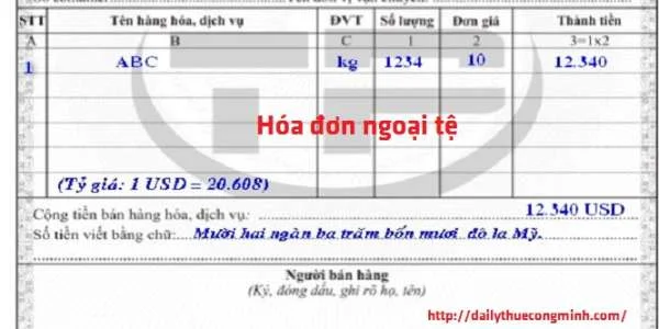 Hướng dẫn viết hóa đơn bán hàng thu ngoai tệ