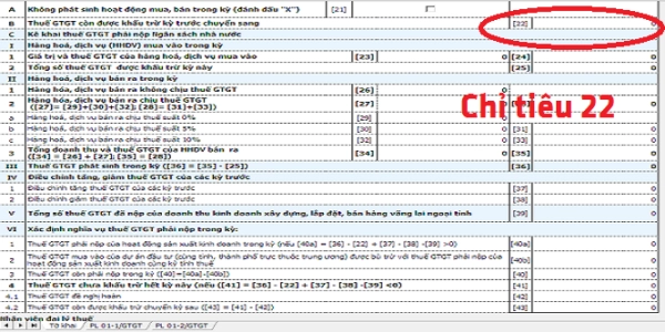 Cách khắc phục lỗi kê khai sai chỉ tiêu 22 trên tờ khai thuế GTGT