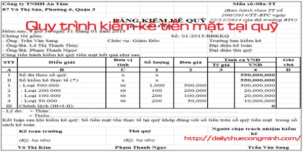 Quy trình kiểm kê quỹ tiền mặt và cách xử lý