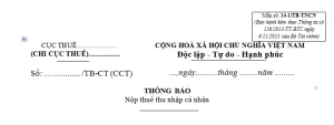 Mẫu 14-1/TB-TNCN Ban hành theo Thông tư 156/2013/TT-BTC