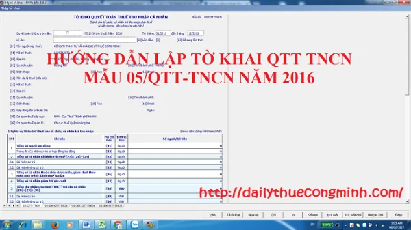 Hướng dẫn quyết toán thuế TNCN 2016 mẫu 05/QTT-TNCN